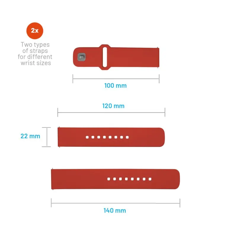 FIXED Silikonrem för Smartwatch Universal 22 mm Röd - 8016129