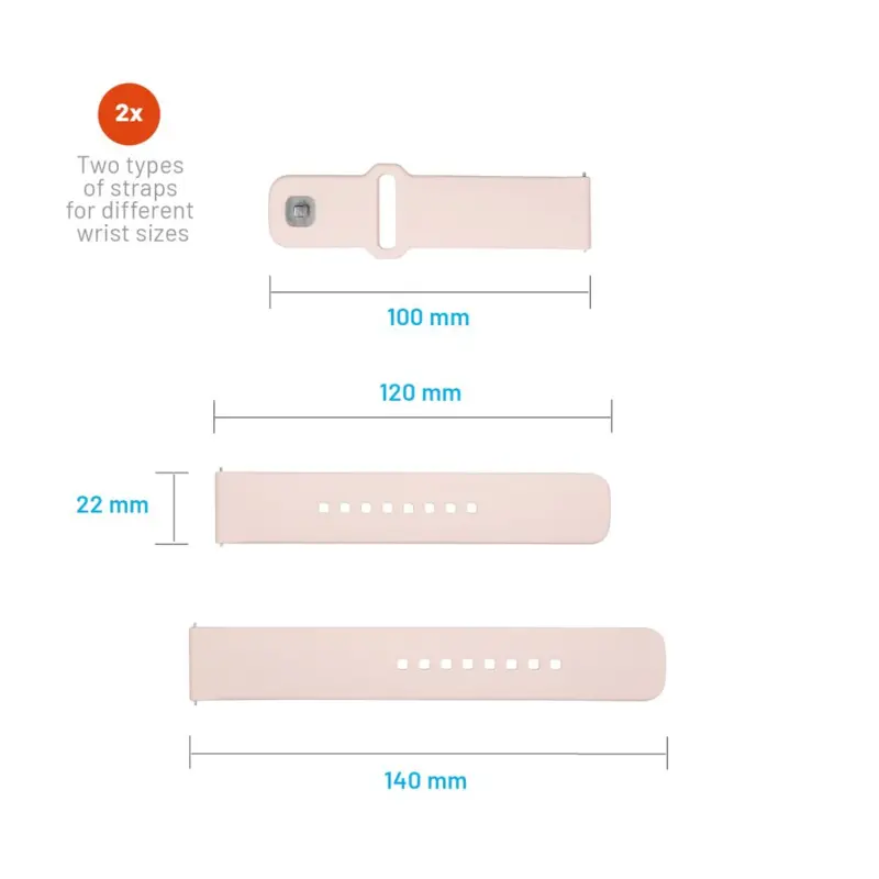 FIXED Silikonrem för Smartwatch Universal 22 mm Rosa - 8016130