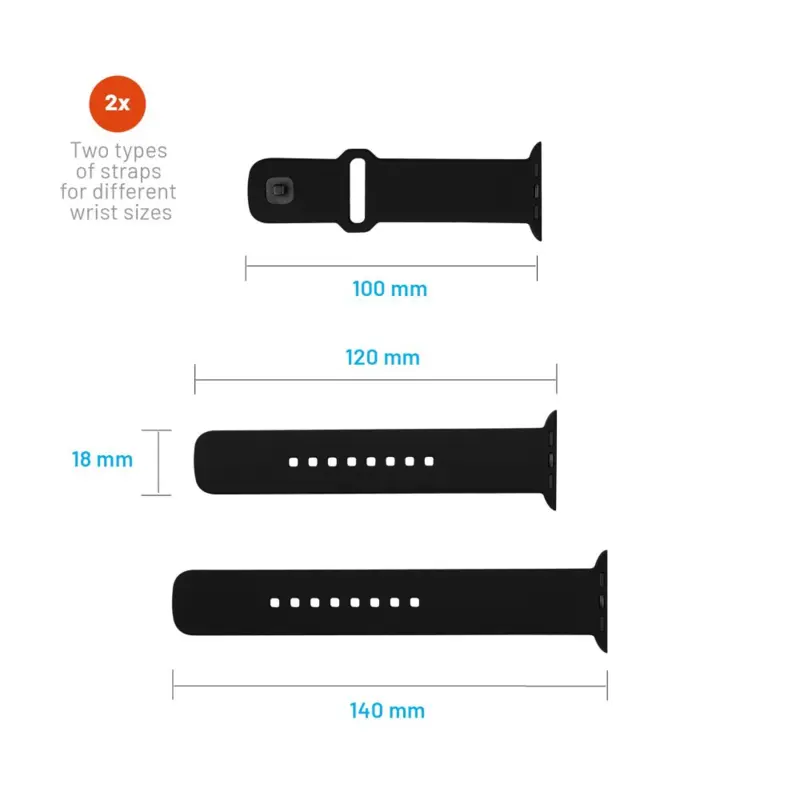 FIXED Silikonrem SET för Apple Watch 42/44/45mm Svart - 8016132