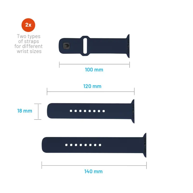 FIXED Silikonrem SET för Apple Watch 42/44/45mm Blå - 8016133