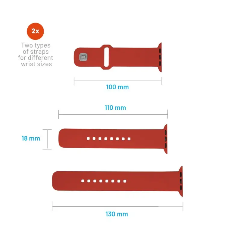 FIXED Silikonrem SET för Apple Watch 38/40/41mm Röd - 8016139