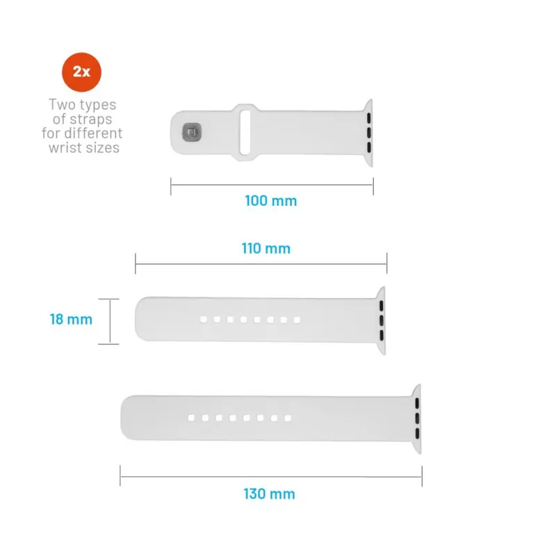 FIXED Silikonrem SET för Apple Watch 38/40/41mm Vit - 8016141