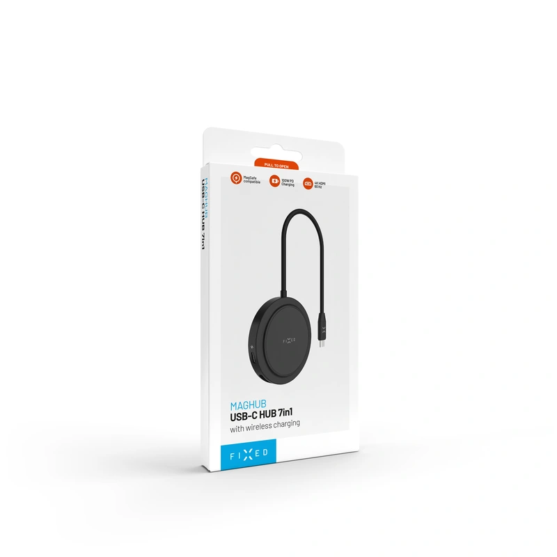 FIXED MagHub 7 i 1 USB-C HUB 4K & trådlös laddning Svart - 8016457
