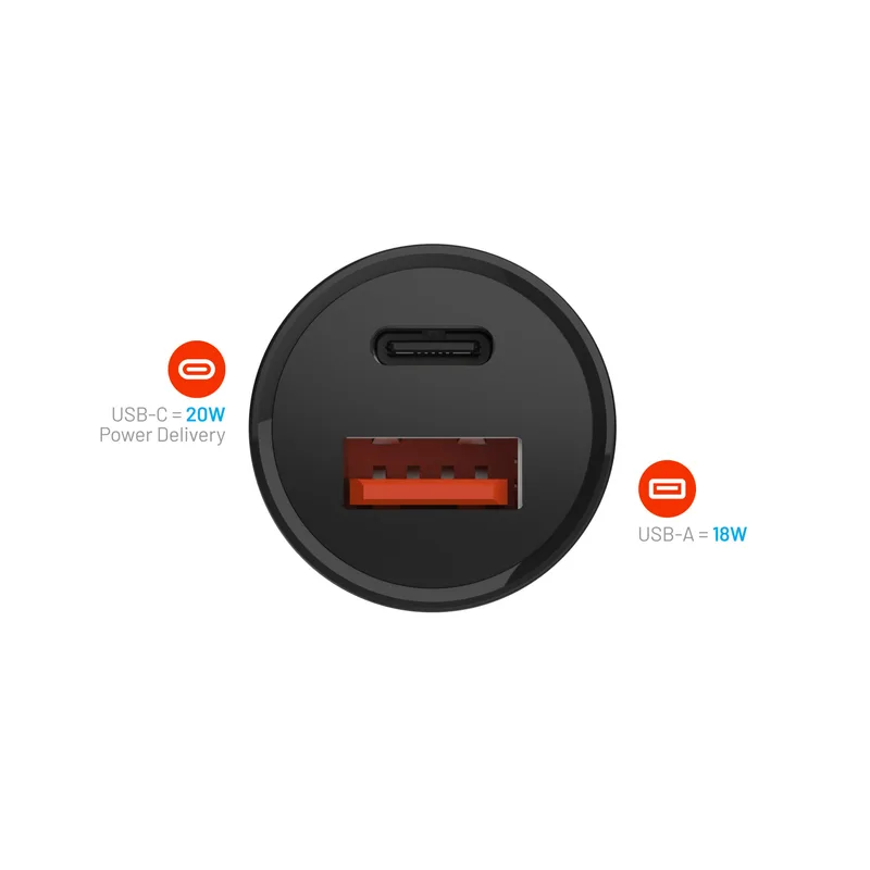 FIXED Snabb Billaddare 20W USB-C PD/USB-A Svart - 8016460