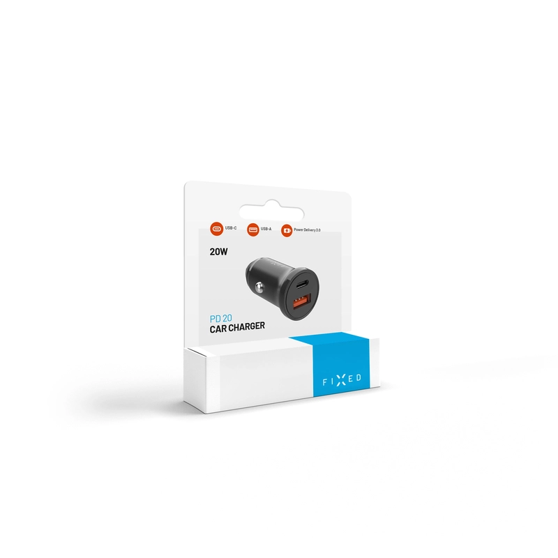 FIXED Snabb Billaddare 20W USB-C PD/USB-A Svart - 8016460