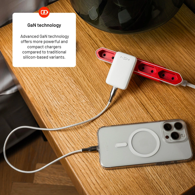 FIXED Slim GaN 90 Super Snabb 1x USB-C laddare 30W Vit - 8016585