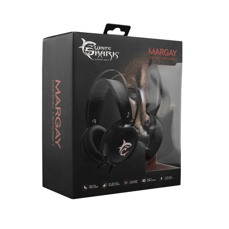 White Shark MARGAY On-Ear Spelheadset Svart - 2053964