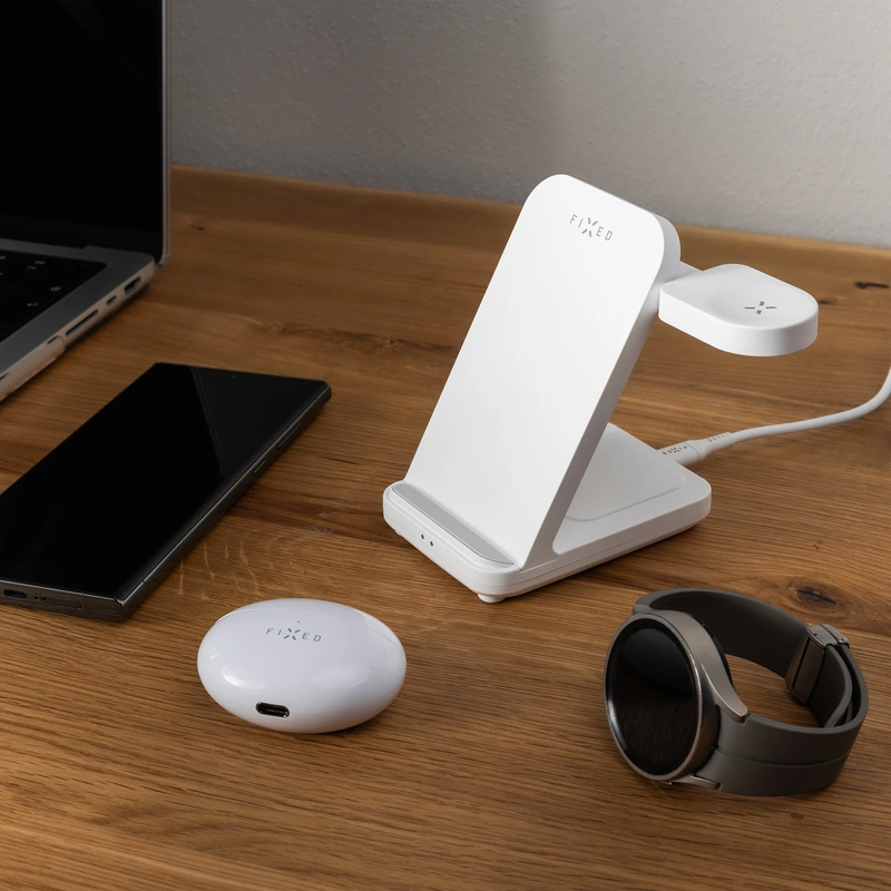 FIXED 3in1 Trådlös Laddstation för Samsung Vit - 8016940