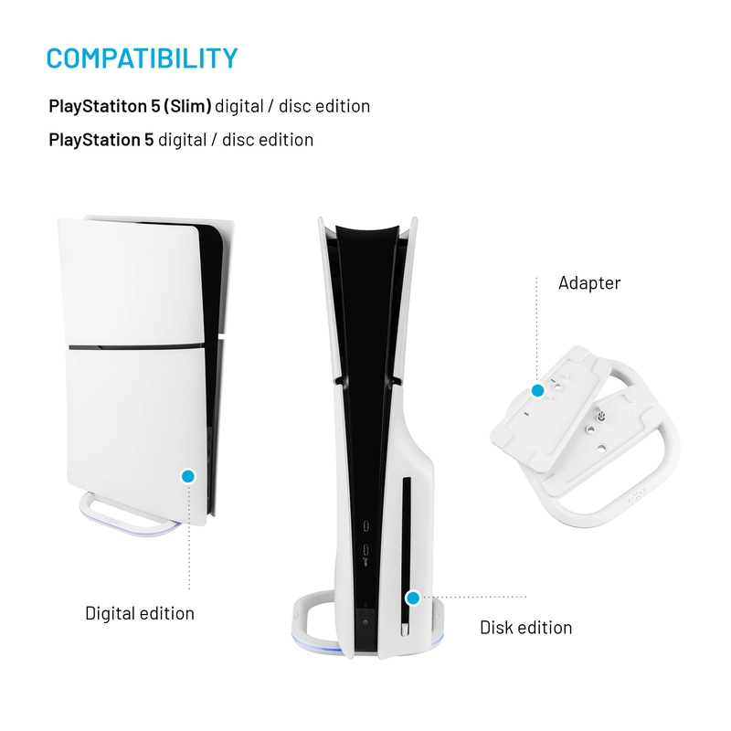 Fixed LED multiljus Stativ för PS5/PS5 Slim Vit - 8017008