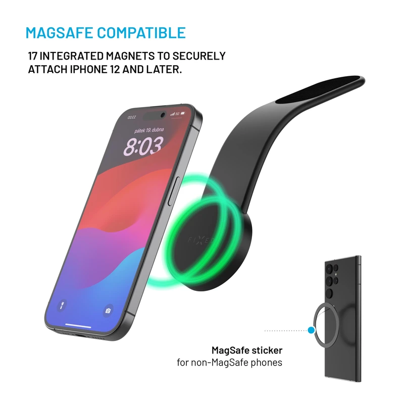 FIXED MagFloppy Telefonhållare för Dashboard Svart - 8017285