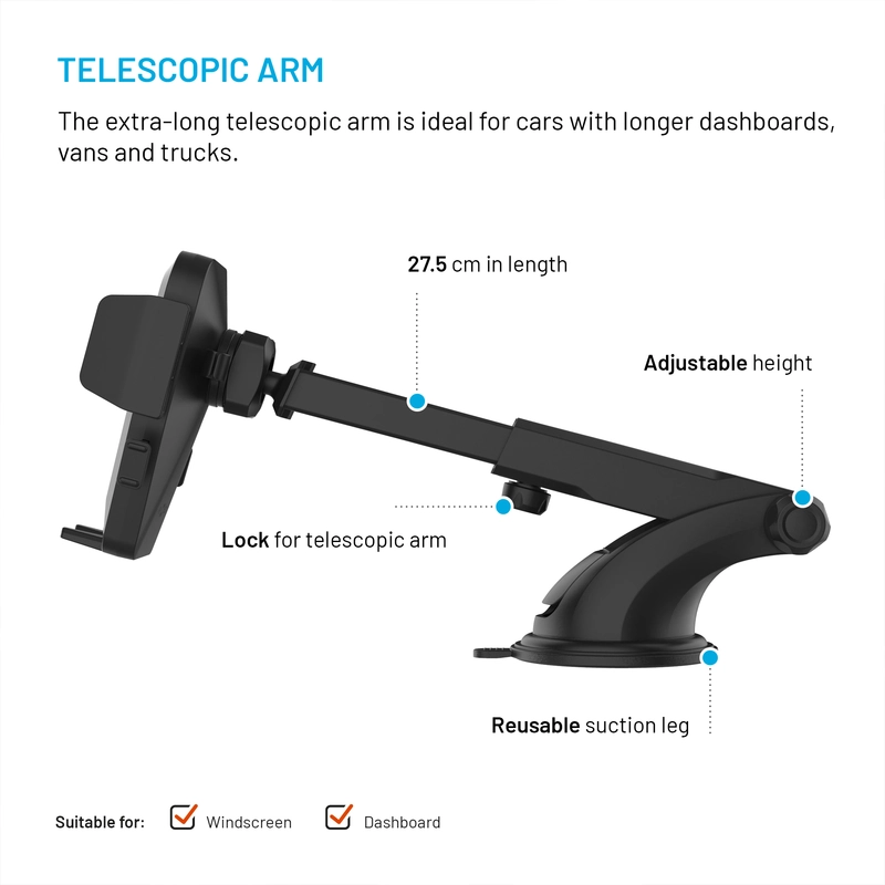 FIXED Iconiq XXL Telefonhållare Vindruta/Dashboard Svart - 8017366