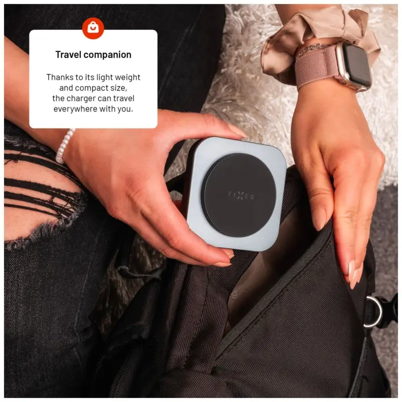 FIXED MagFlex Alu 3i1 vikbar trådlös laddare med stativ - 8017373