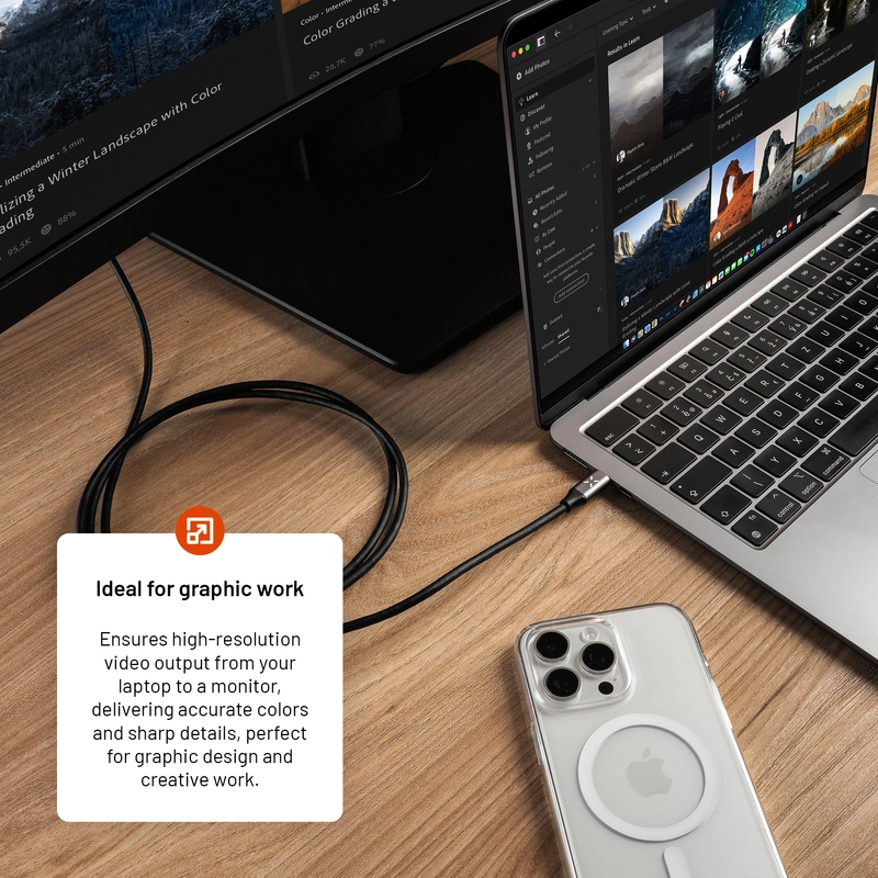 FIXED USB-C / HDMI 4K/60 Hz USB 3.1 Gen2 kabel 2m Svart - 8017462
