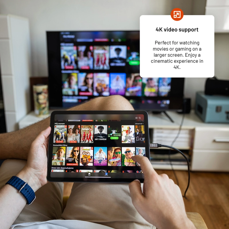 FIXED USB-C / HDMI 4K/60 Hz USB 3.1 Gen2 kabel 2m Svart - 8017462