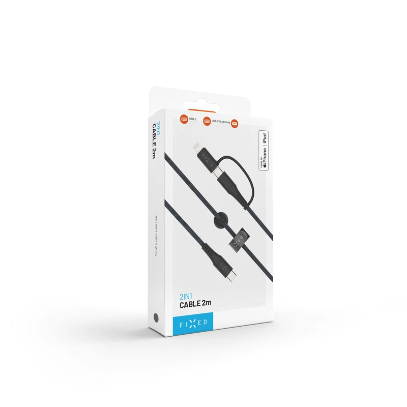FIXED 2in1 Combo 60W USB-C/Lightning kabel 2m Svart - 8017608