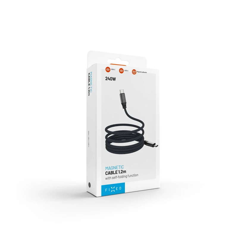 FIXED MAGNETIC 240W USB-C/C trasselfri kabel 1.2m Svart - 8017609