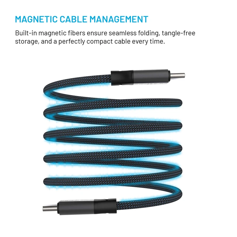 FIXED MAGNETIC 240W USB-C/C trasselfri kabel 1.2m Svart - 8017609