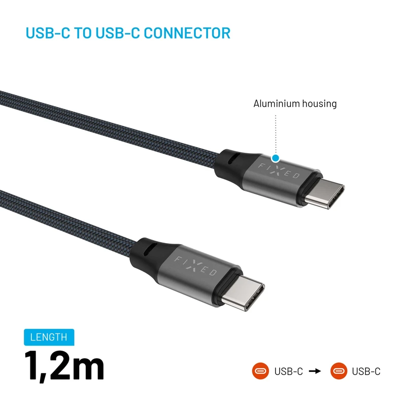 FIXED MAGNETIC 240W USB-C/C trasselfri kabel 1.2m Svart - 8017609