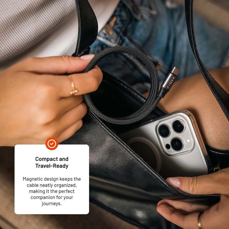 FIXED MAGNETIC 240W USB-C/C trasselfri kabel 1.2m Svart - 8017609
