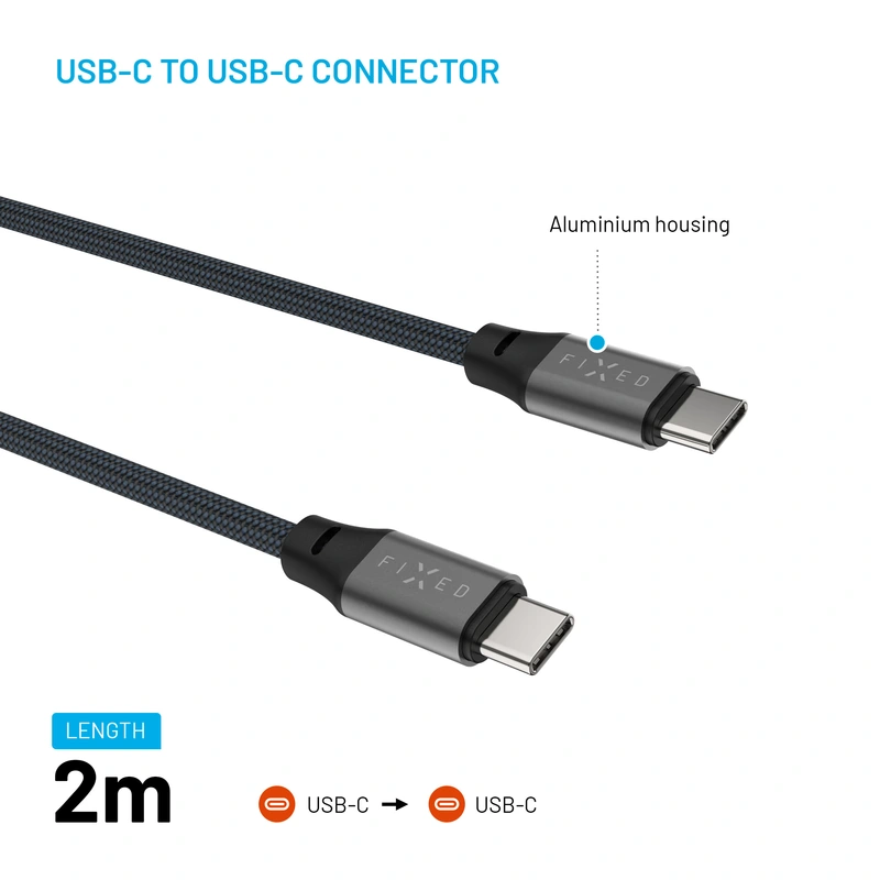 FIXED MAGNETIC 240W USB-C/C trasselfri kabel 2m Svart - 8017610