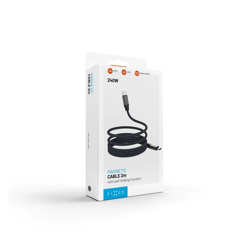 FIXED MAGNETIC 240W USB-C/C trasselfri kabel 2m Svart - 8017610