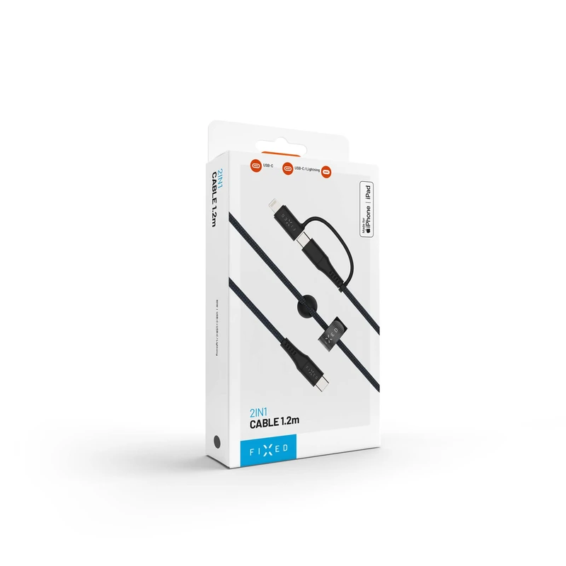 FIXED 2in1 Combo 60W USB-C/Lightning kabel 1.2m Svart - 8017693