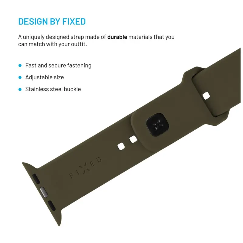 FIXED Sportig silikonrem SET för Apple Watch 42/44/45/46mm Oliv - 8017696