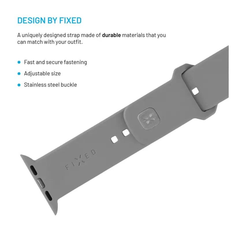 FIXED Sportig silikonrem SET för Apple Watch 42/44/45/46mm Ljusgrå - 8017700
