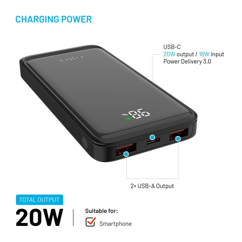 FIXED Zen2 10 USB-C PD 20W Power Bank 10.000 mAh Svart - 8017796