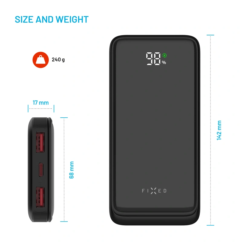 FIXED Zen2 10 USB-C PD 20W Power Bank 10.000 mAh Svart - 8017796