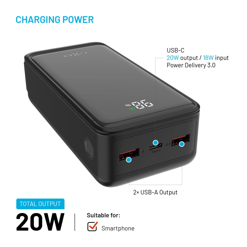 FIXED Zen2 30 USB-C PD 20W Power Bank 30.000 mAh Svart - 8017798