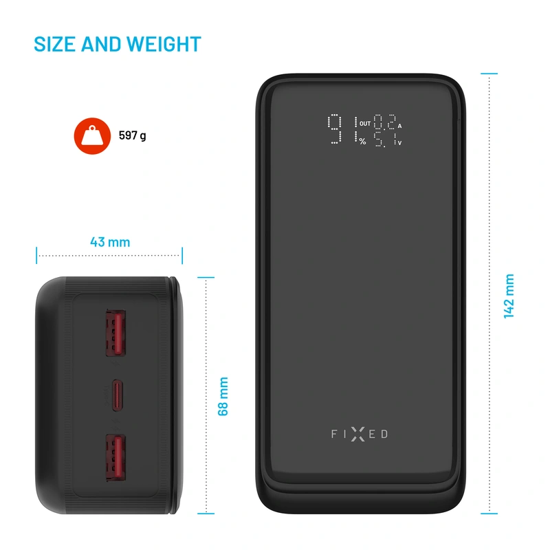 FIXED Zen2 30 Plus USB-C 65W Power Bank 30.000 mAh Svart - 8017799
