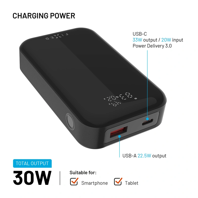FIXED Zen 10 PRO USB-C PD 30W Power Bank 10.000mAh Svart - 8017800