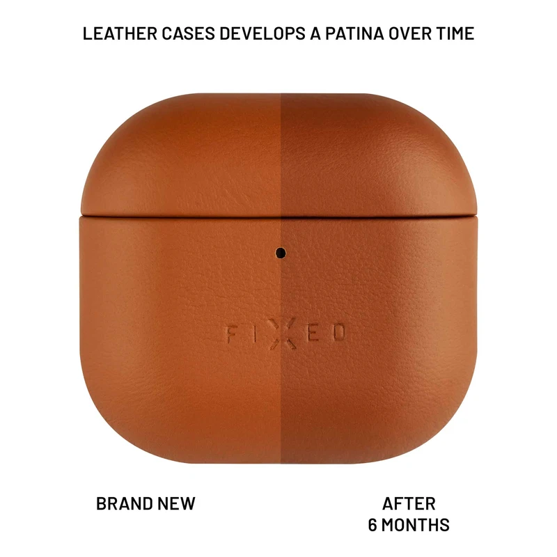 FIXED Äkta läderfodral för Airpods 4/4 ANC Brun - 8017976