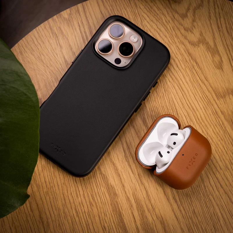 FIXED Äkta läderfodral för Airpods 4/4 ANC Brun - 8017976