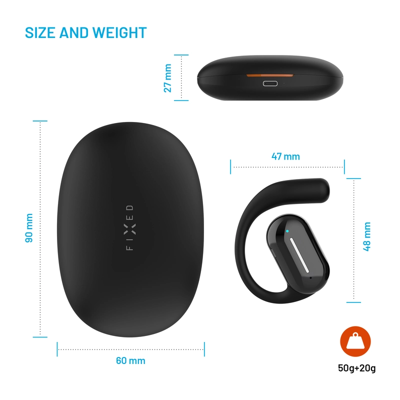 FIXED Nods trådlöst headset IPX5 BT5.3 Svart - 8017977