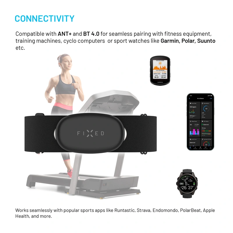 FIXED PULSE DUAL Pulsmätare med bröstband (HR+HRV) Svart - 8018042