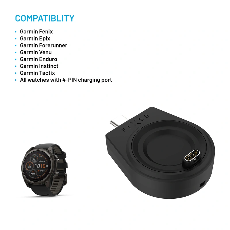 FIXED Trådlös USB-C laddare för Garmin Watch Svart - 8018108