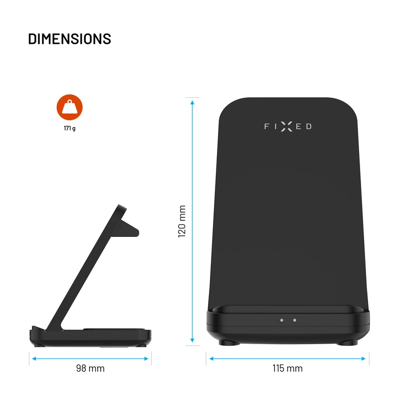 FIXED 3in1 Trådlös Laddstation designad för Garmin Watch Svart - 8018109