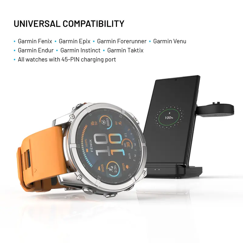 FIXED 3in1 Trådlös Laddstation designad för Garmin Watch Svart - 8018109