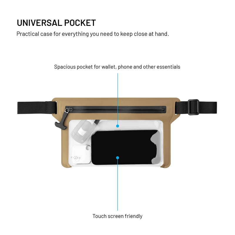 FIXED DRY BELT Vattentät midjeväska för smartphones Khaki - 8018138