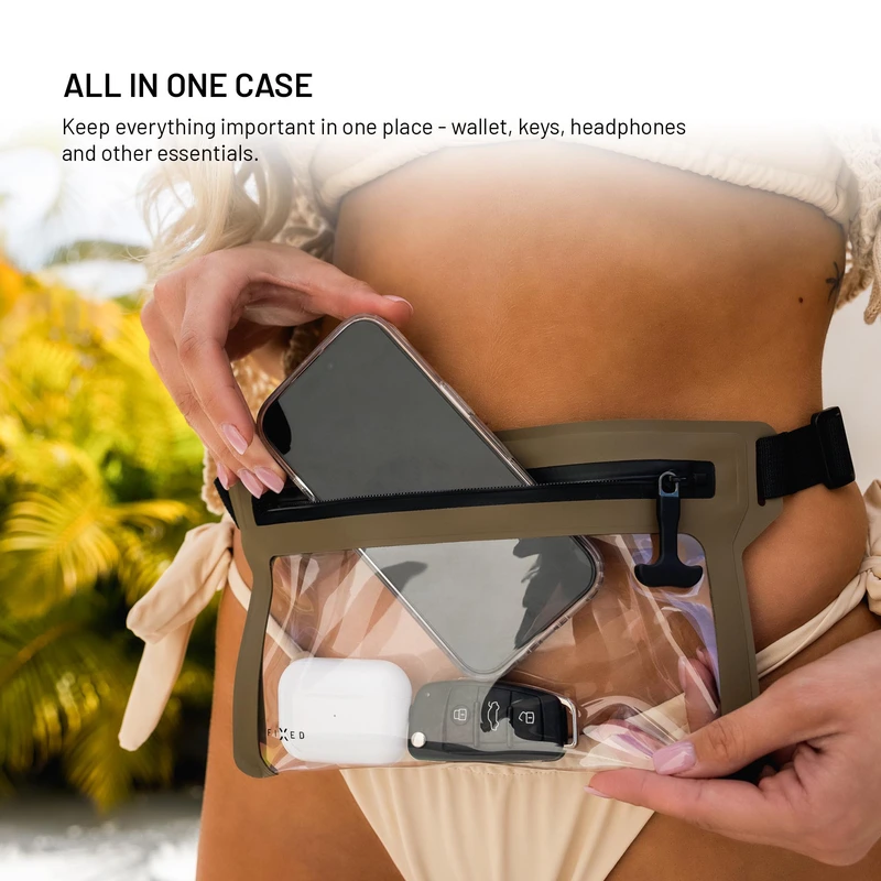 FIXED DRY BELT Vattentät midjeväska för smartphones Khaki - 8018138