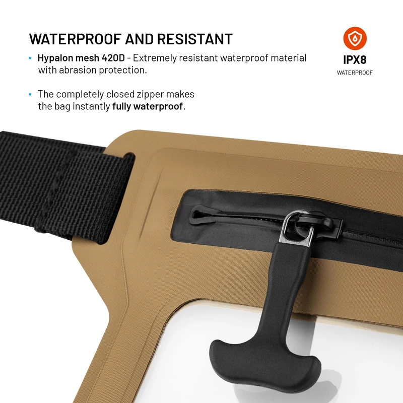 FIXED DRY BELT Vattentät midjeväska för smartphones Khaki - 8018138