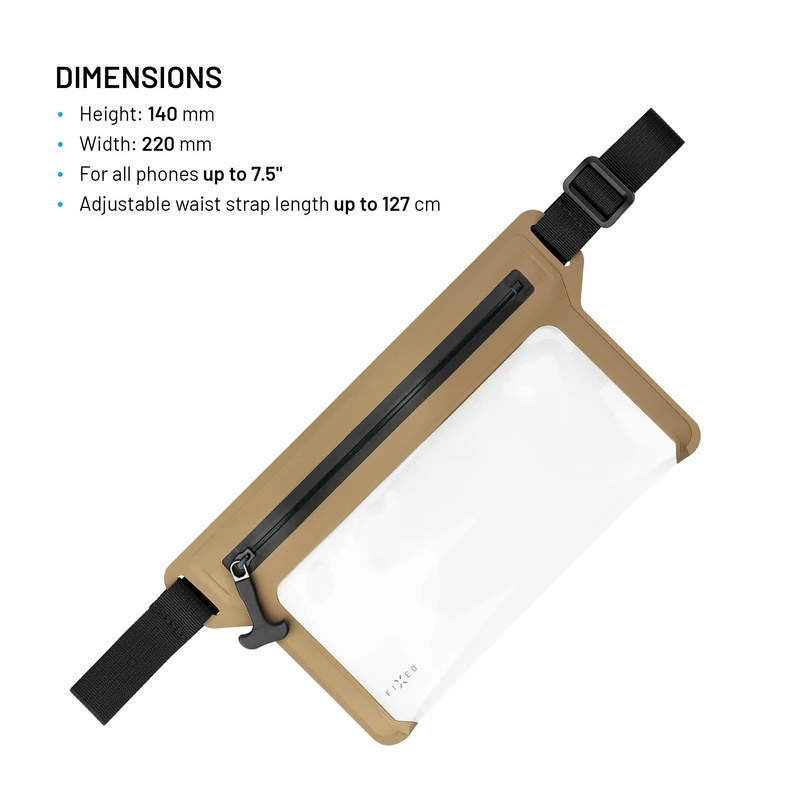FIXED DRY BELT Vattentät midjeväska för smartphones Khaki - 8018138