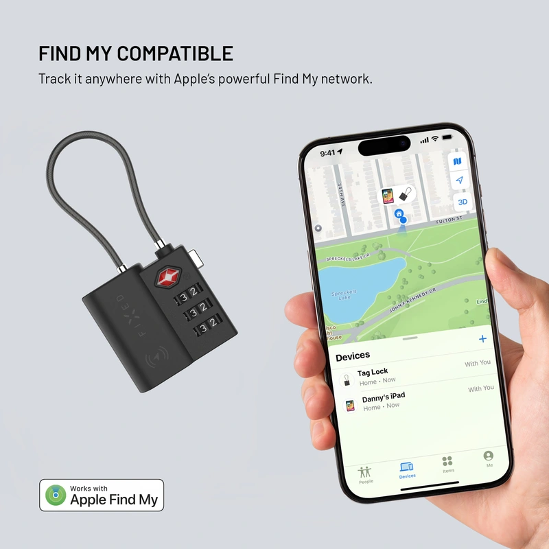 FIXED Tag Lock lås med lokaliseringsfunktion för Apple Find My Svart - 8018144