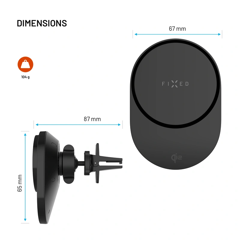 FIXED MagAir QI2.0 Airvent bilmontering svart - 8018154