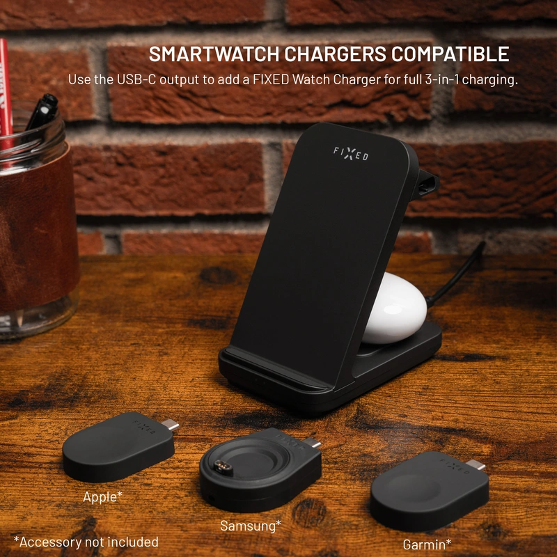 FIXED 2in1 Universal Trådlös Laddstation Svart - 8018207
