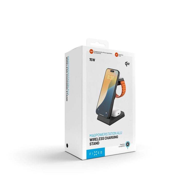 FIXED 3in1 Mag ALU Qi2 Trådlös Laddstation Svart - 8018212