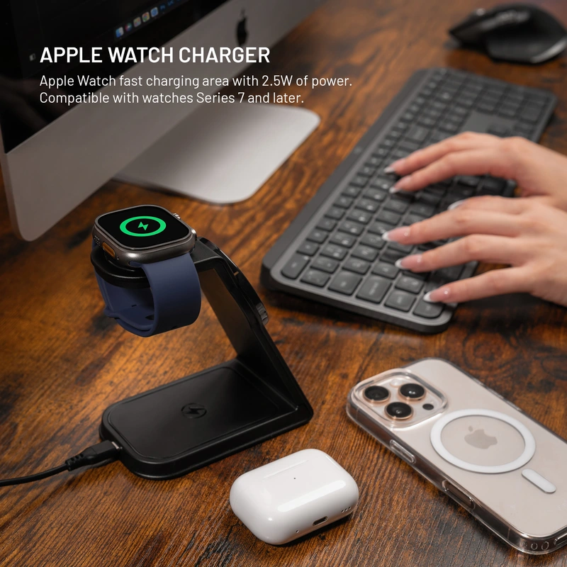 FIXED 3in1 Mag ALU Qi2 Trådlös Laddstation Svart - 8018212