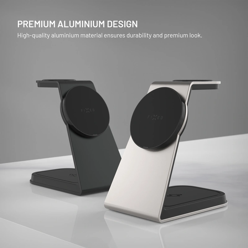 FIXED 3in1 Mag ALU Qi2 Trådlös Laddstation Titanium - 8018213